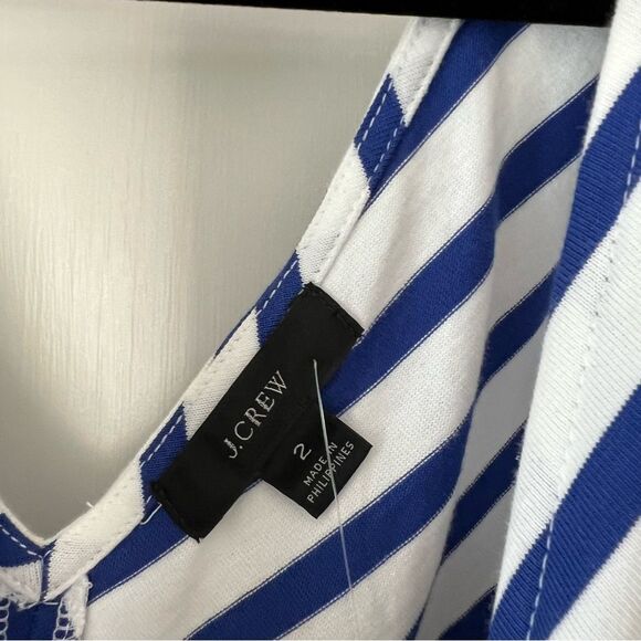NWT J. Crew V-Neck Wide Leg Belted Jumpsuit in Blue White Stripe - Picture 4 of 5